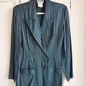 Teal Striped Women's Suit Jacket